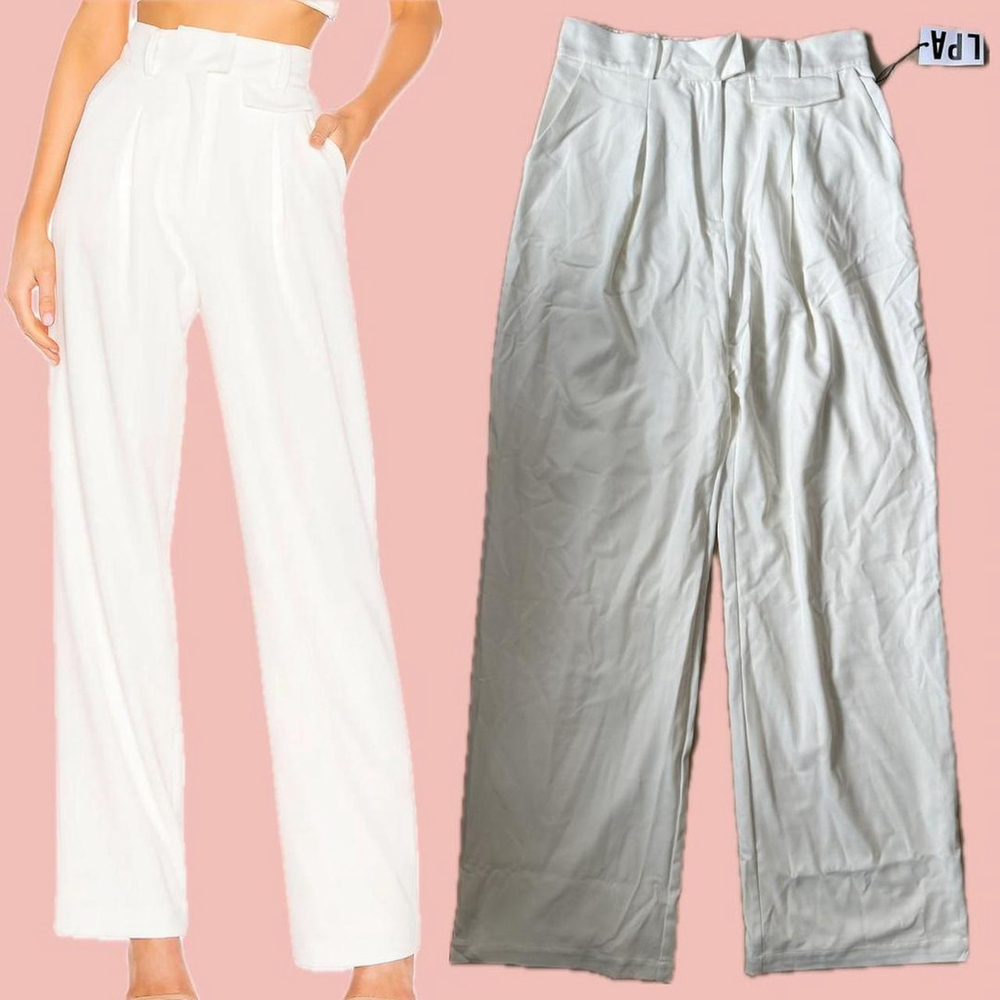 LPA Carlotta Pants – Crisp Ivory High Waist Pleated Wide Leg (L)